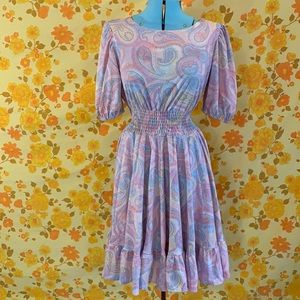 Beautiful Vintage Pastel Paisley Swing Dress